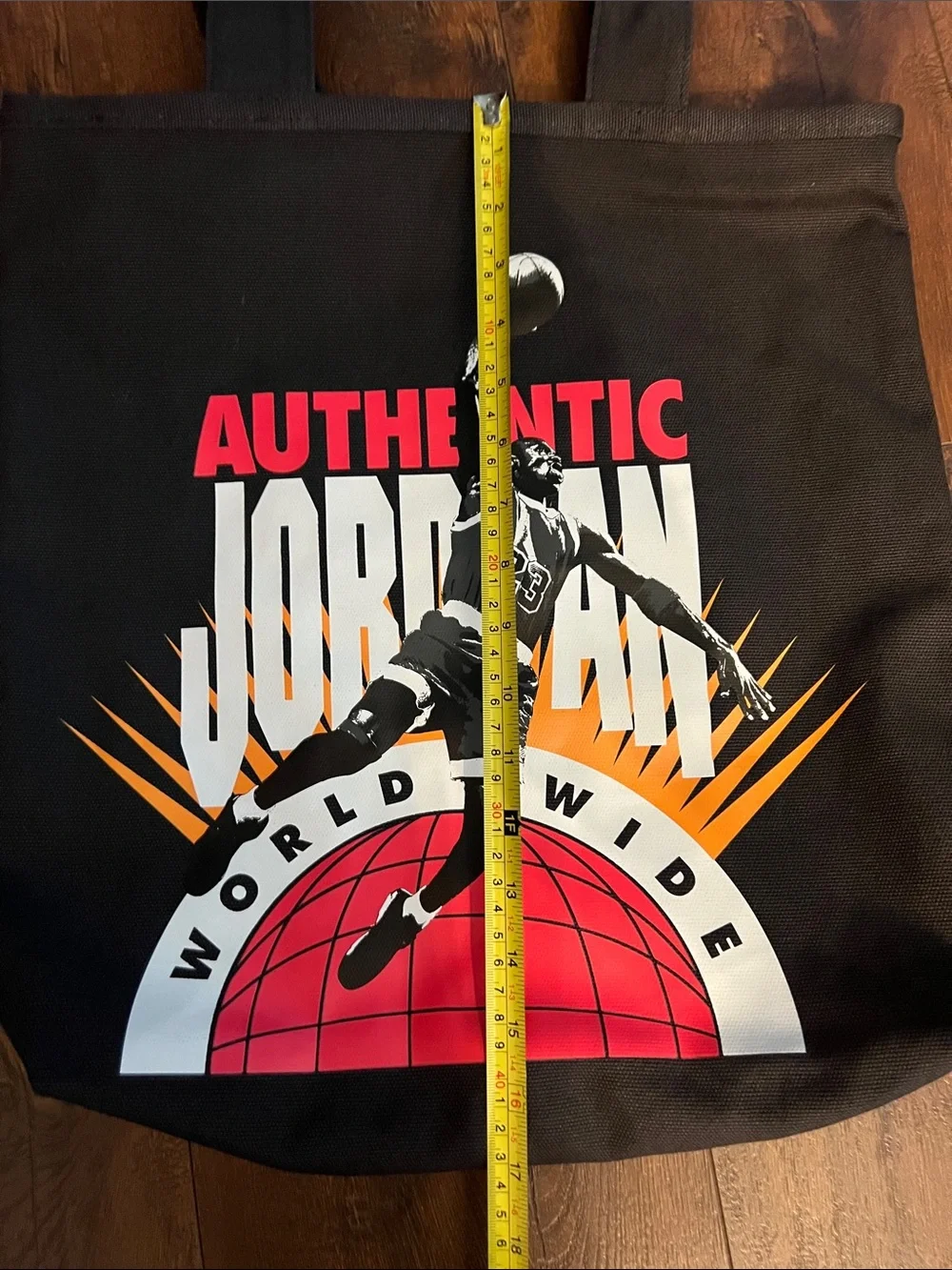 Jordan Black Tote with Red, White and Orange Graphic